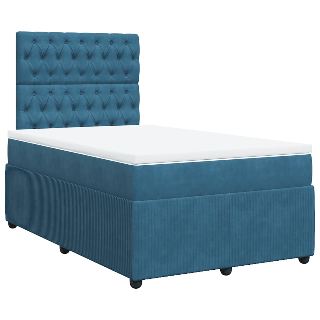 vidaXL Boxspring met matras fluweel blauw 120x190 cm afbeelding