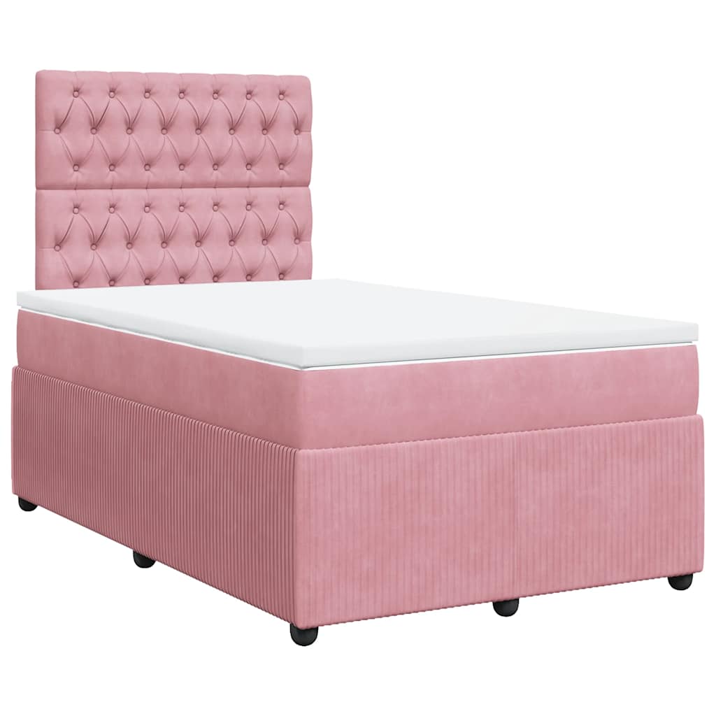 vidaXL Boxspring met matras fluweel roze 120x190 cm afbeelding