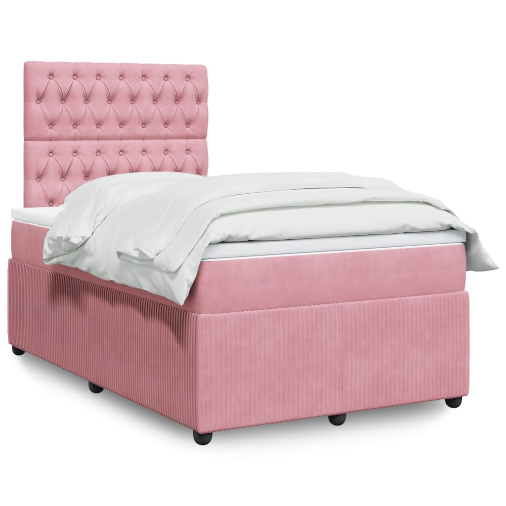 Boxspringbett mit Matratze Rosa 120×190 cm Samt