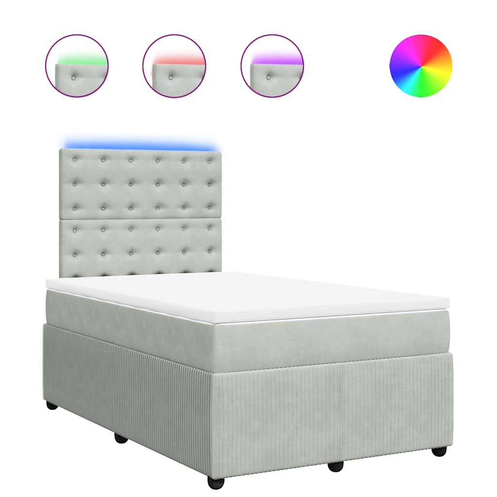 vidaXL Box spring postel s matrací světle šedá 120x190 cm samet