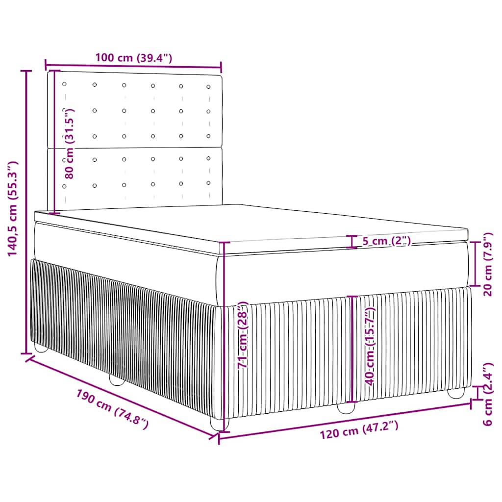 Box spring postel s matrací světle šedá 120x190 cm samet - obrázek 18