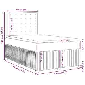 Box spring postel s matrací světle šedá 120x190 cm samet - obrázek 18