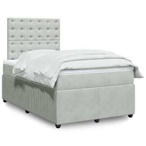 Box spring postel s matrací světle šedá 120x190 cm samet - obrázek 1