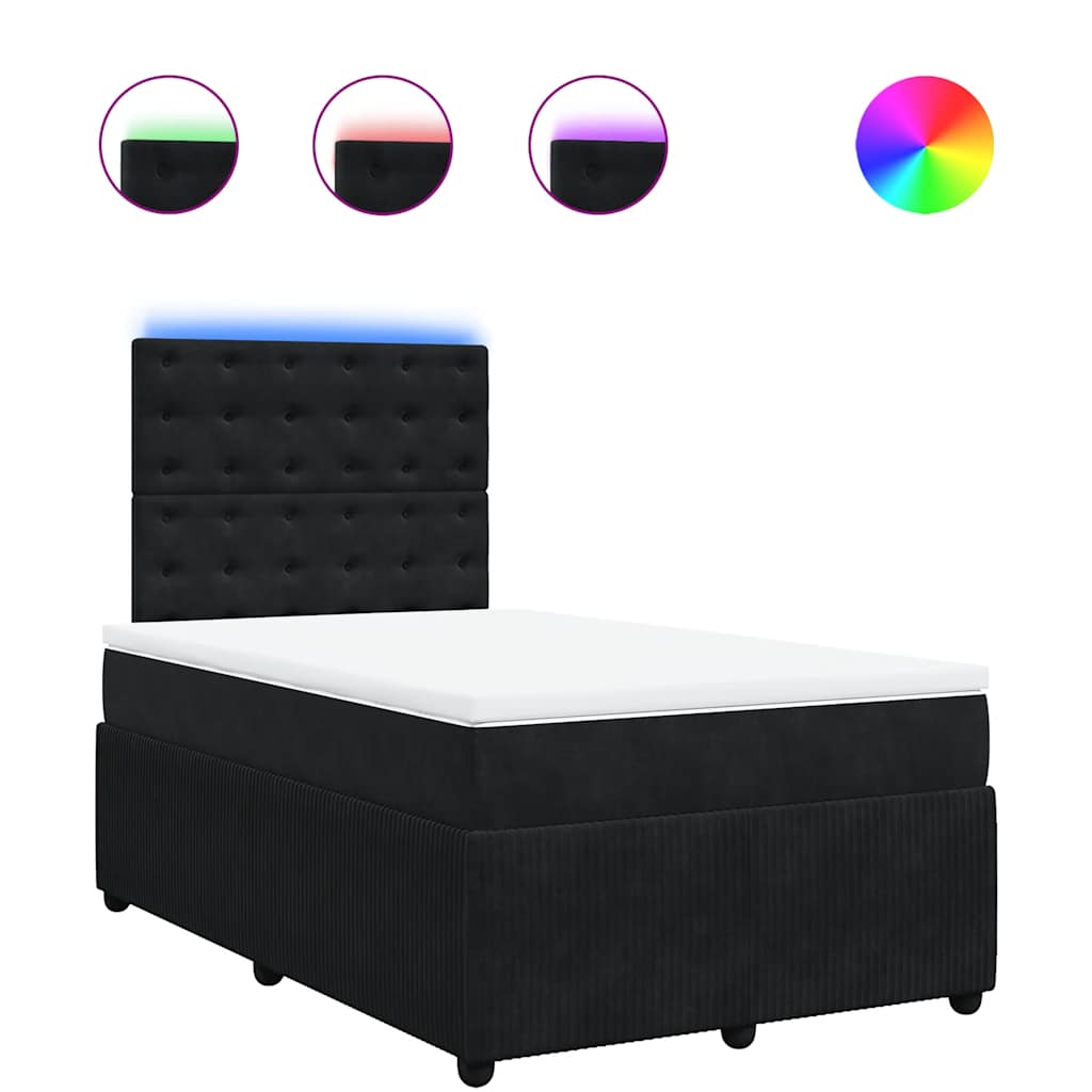 vidaXL Box spring postel s matrací černá 120 x 190 cm samet