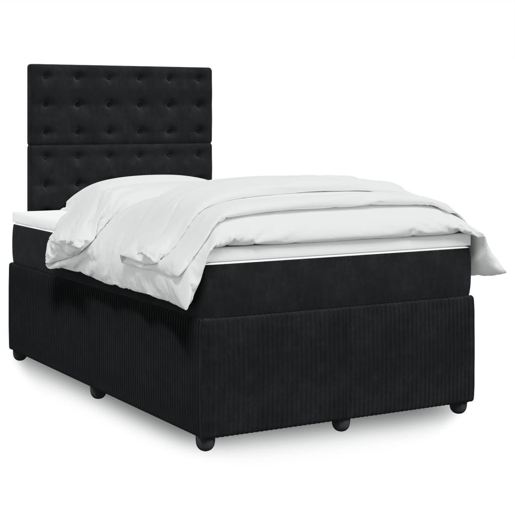 Boxspringbett mit Matratze Schwarz 120×190 cm Samt