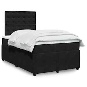Box spring postel s matrací černá 120 x 190 cm samet - obrázek 1