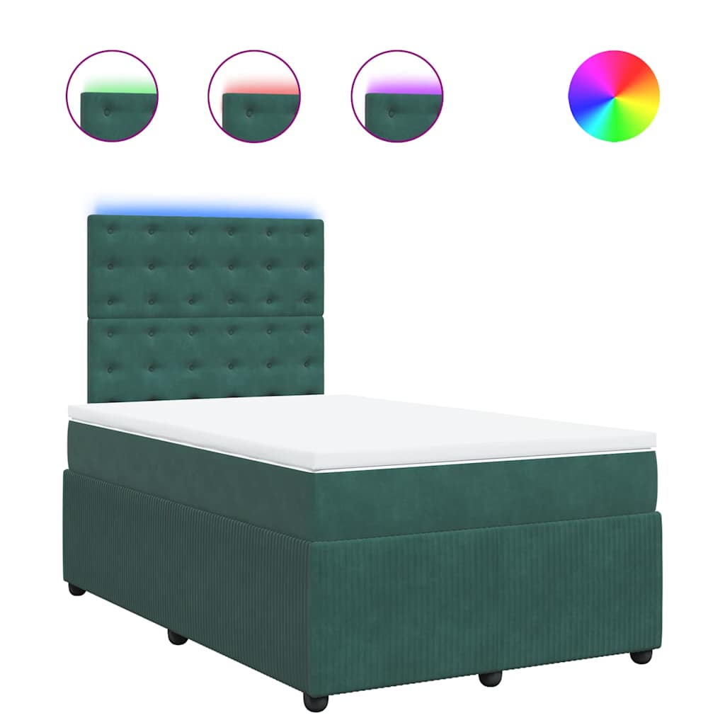 vidaXL Box spring postel s matrací tmavě zelená 120x190 cm samet
