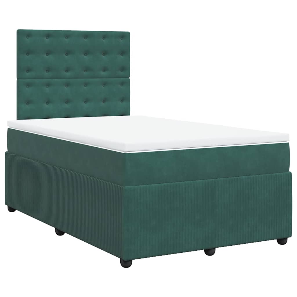 vidaXL Boxspring met matras fluweel donkergroen 120x190 cm afbeelding
