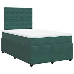 vidaXL Cama boxspring com colch&atilde;o 120x190 cm veludo verde-escuro