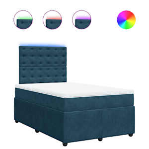 Box spring postel s matrací modrá 120 x 190 cm samet - obrázek 2