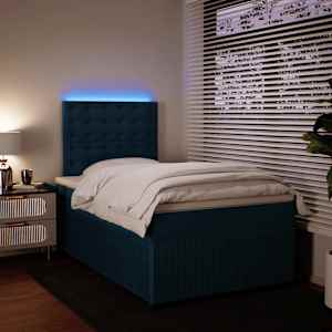 Box spring postel s matrací modrá 120 x 190 cm samet - obrázek 4