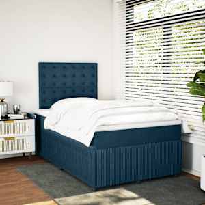 Box spring postel s matrací modrá 120 x 190 cm samet - obrázek 5