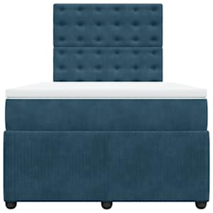 Box spring postel s matrací modrá 120 x 190 cm samet - obrázek 6