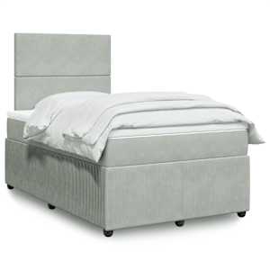 Box spring postel s matrací světle šedá 120 x 200 cm samet - obrázek 1