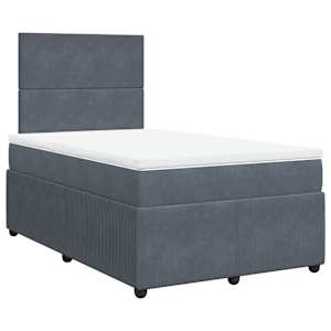 vidaXL Cama boxspring com colch&atilde;o 120x200 cm veludo cinzento-escuro