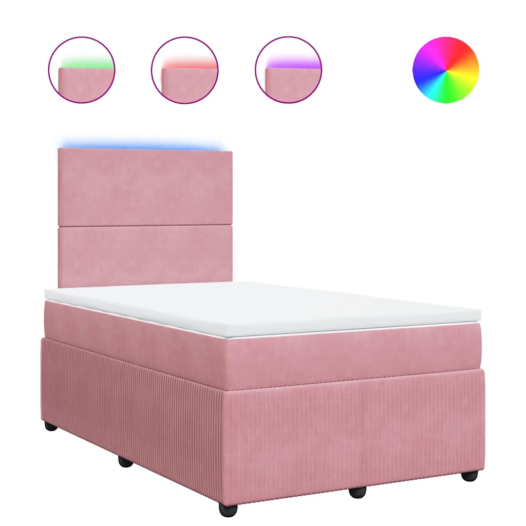 vidaXL Boxspring met matras fluweel roze 120x200 cm, foto 3