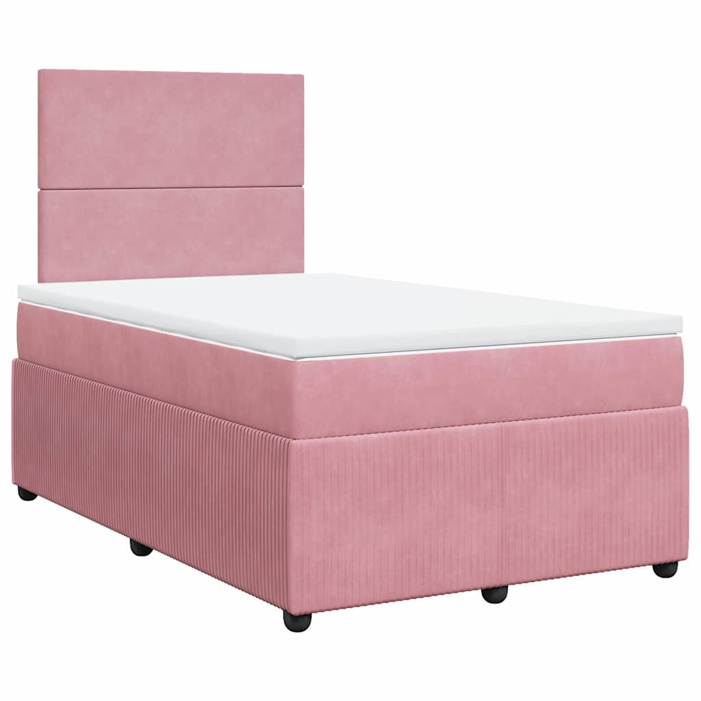 vidaXL Boxspring met matras fluweel roze 120x200 cm afbeelding