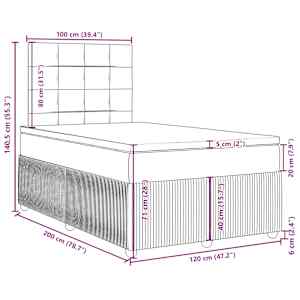 Box spring postel s matrací světle šedá 120 x 200 cm samet - obrázek 18