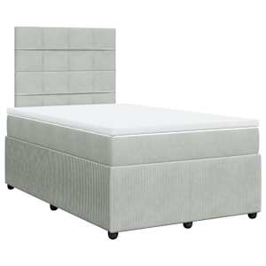 vidaXL Boxspringbett mit Matratze Hellgrau 120x200 cm Samt