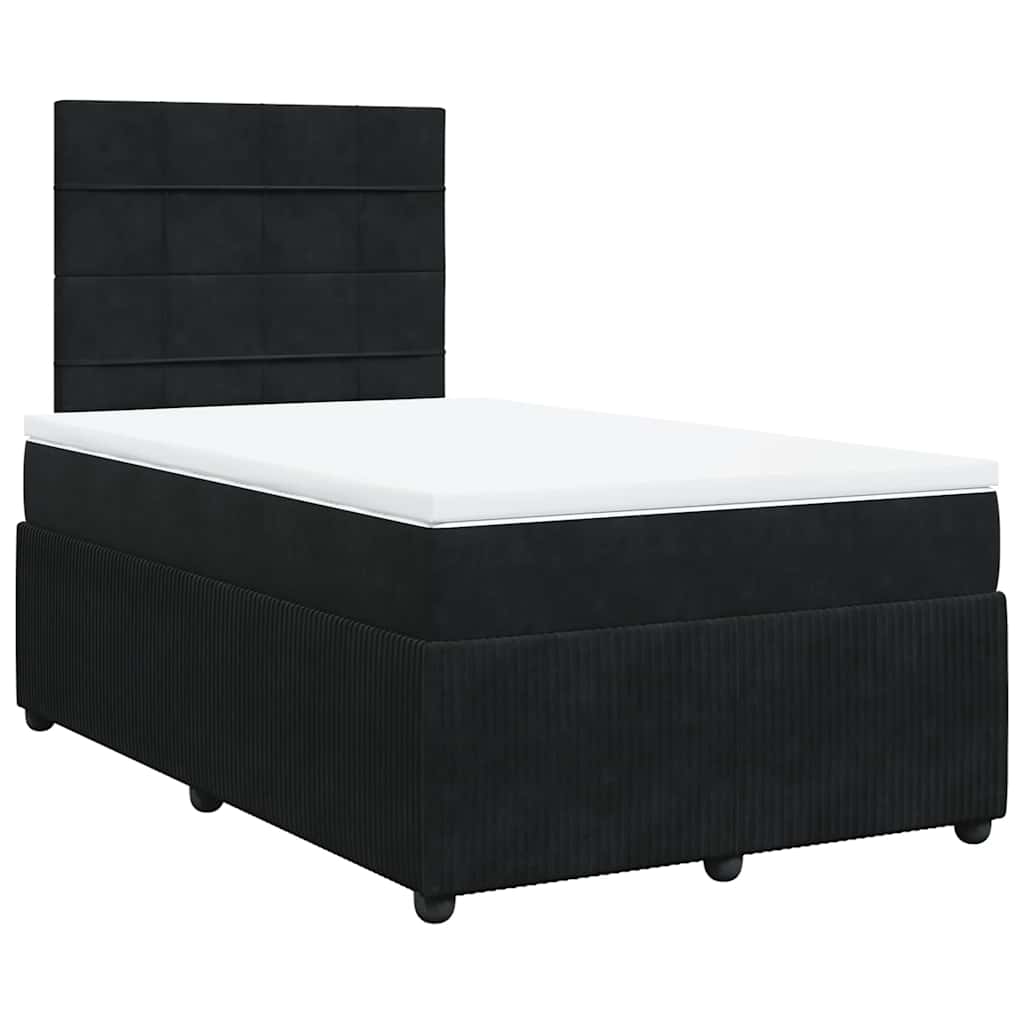 vidaXL Boxspring met matras fluweel zwart 120x200 cm afbeelding
