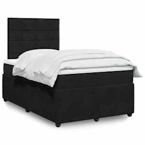 Box spring postelja z vzmetnico črna 120x200 cm žamet