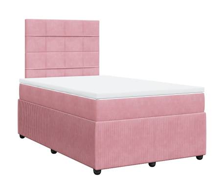 vidaXL Boxspringbett mit Matratze Rosa 120x200 cm Samt
