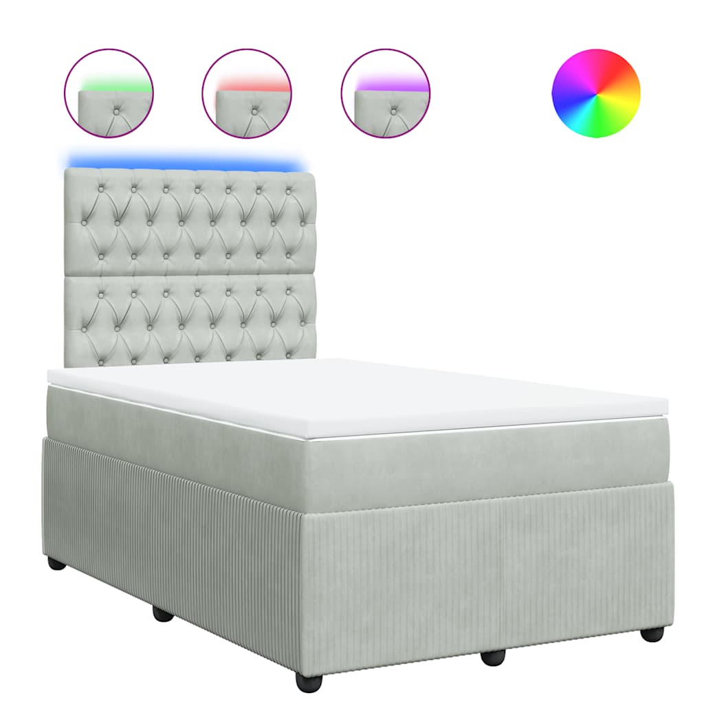 vidaXL Box spring postel s matrací světle šedá 120 x 200 cm samet