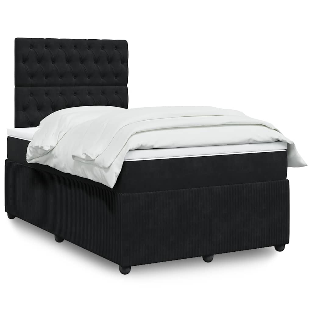 vidaXL Giroletto a Molle con Materasso Nero 120x200 cm in Velluto