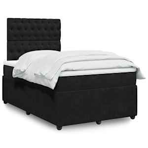 Box spring postelja z vzmetnico črna 120x200 cm žamet