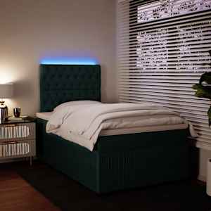 Box spring postel s matrací tmavě zelená 120 x 200 cm samet - obrázek 4