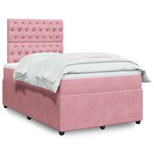 Box spring postelja z vzmetnico roza 120x200 cm žamet
