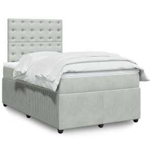 Box spring postel s matrací světle šedá 120 x 200 cm samet - obrázek 1