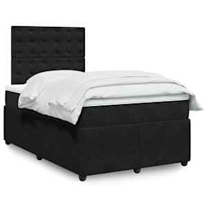 Box spring postelja z vzmetnico črna 120x200 cm žamet