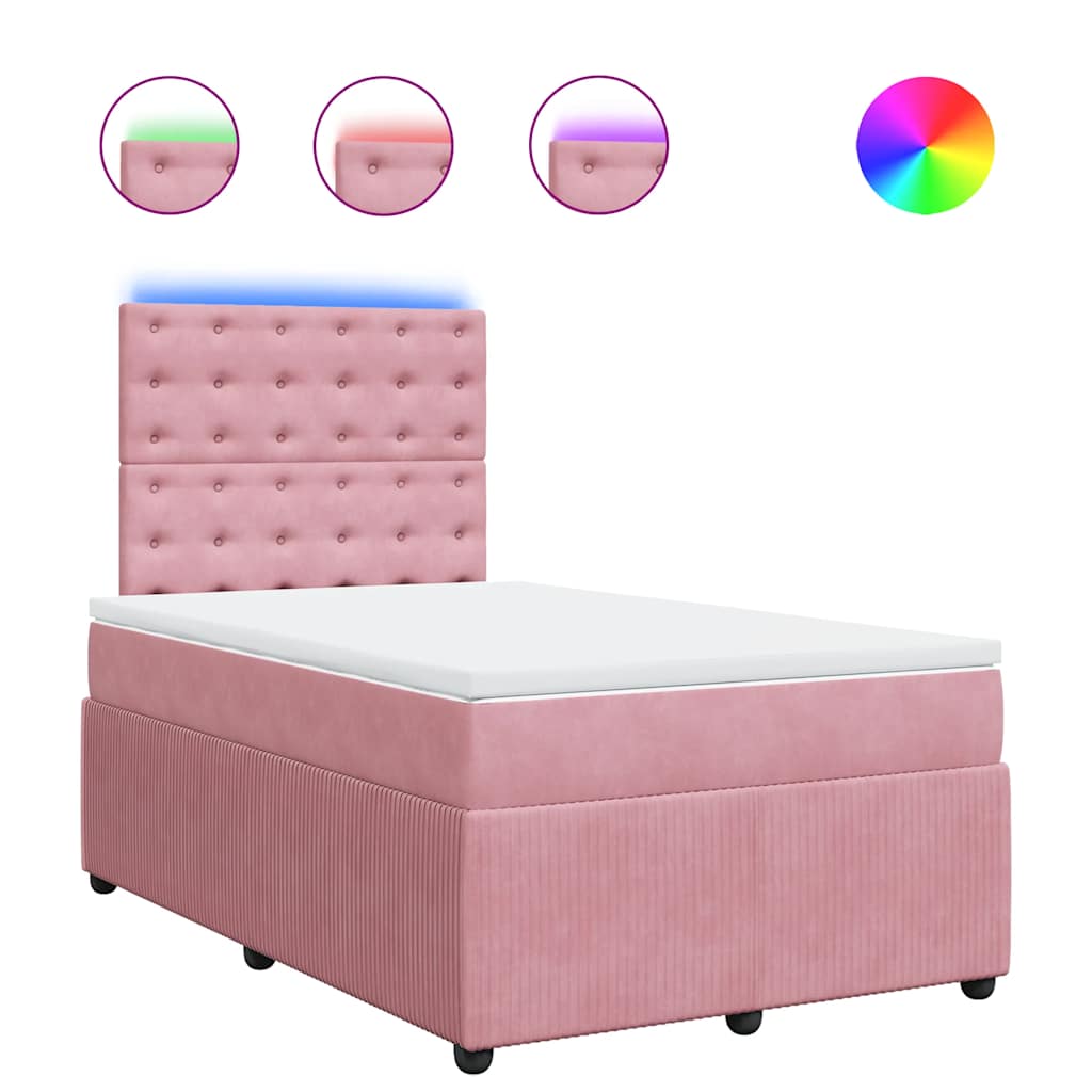 Thumbnail - vidaXL Boxspringbett mit Matratze Rosa 120x200 cm Samt