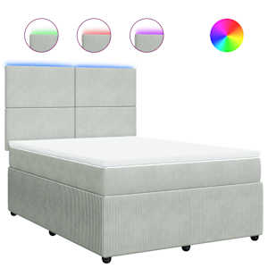 Box spring postel s matrací světle šedá 140x190 cm samet - obrázek 2