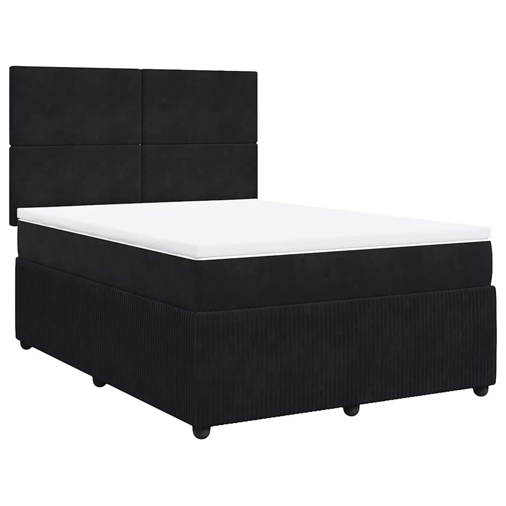 vidaXL Boxspring met matras fluweel zwart 140x190 cm afbeelding