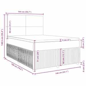 Box spring postel s matrací černá 140 x 190 cm samet - obrázek 18
