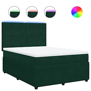 Box spring postel s matrací tmavě zelená 140x190 cm samet - obrázek 2