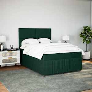 Box spring postel s matrací tmavě zelená 140x190 cm samet - obrázek 5