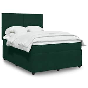 Box spring postel s matrací tmavě zelená 140x190 cm samet - obrázek 1