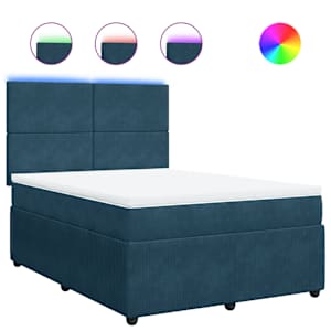 Box spring postel s matrací modrá 140 x 190 cm samet - obrázek 2