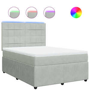 Box spring postel s matrací světle šedá 140x190 cm samet - obrázek 2