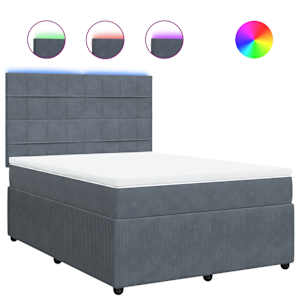 Box spring postel s matrací tmavě šedý 140 x 190 cm samet - obrázek 2