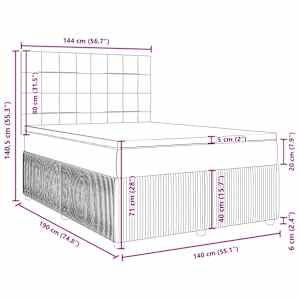 Box spring postel s matrací tmavě šedý 140 x 190 cm samet - obrázek 18