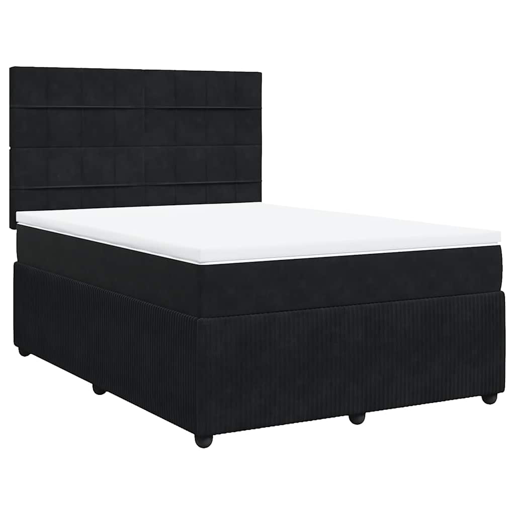 vidaXL Boxspring met matras fluweel zwart 140x190 cm afbeelding