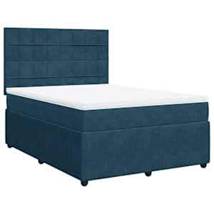 Box spring postel s matrací modrá 140 x 190 cm samet - obrázek 3