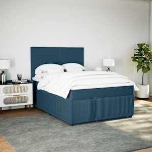 Box spring postel s matrací modrá 140 x 190 cm samet - obrázek 4