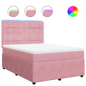 Box spring postel s matrací růžová 140x190 cm samet - obrázek 2