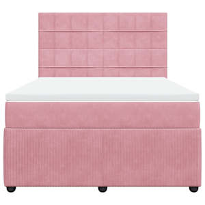 Box spring postel s matrací růžová 140x190 cm samet - obrázek 6