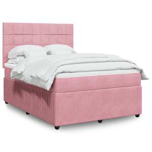 Box spring postel s matrací růžová 140x190 cm samet - obrázek 1